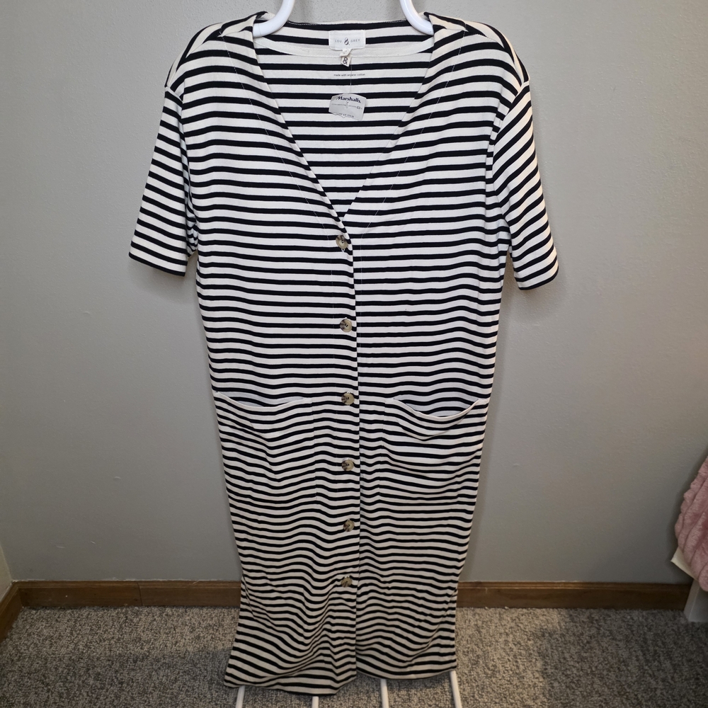 Lou & Grey Black and Cream Striped Dress